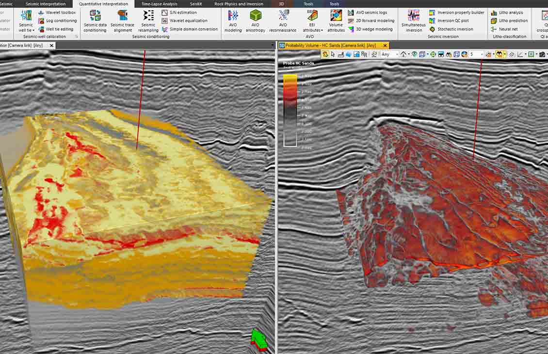 Fluid substitution using the Gassmann's equation tool to predict the change is seismic signature for gas and brine models.